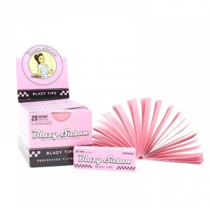 Blazy Susan Pink Perforated Filter Tips 25 pack - 50ct Display 